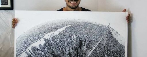 Египетский студент многие месяцы рисовал удивительную карту Нью-Йорка обычной ручкой